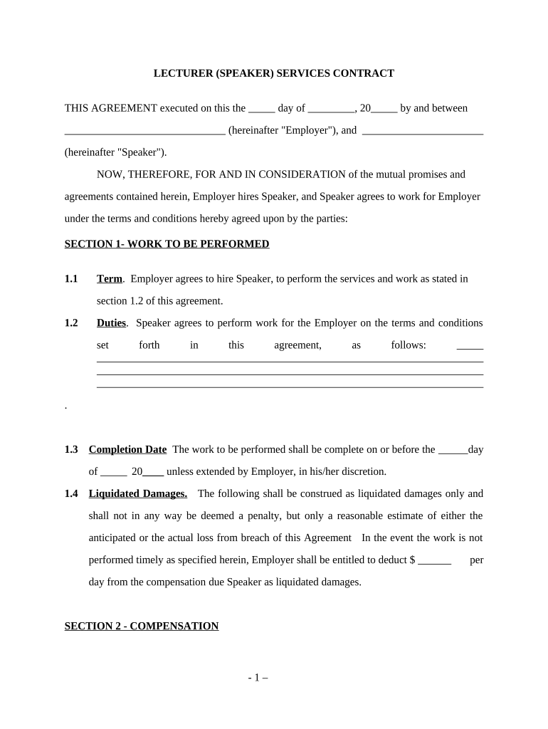 Speaker Contract  Form