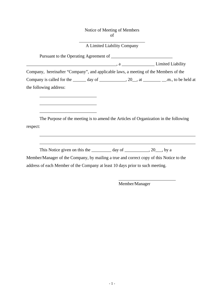 Amend Articles Organization  Form