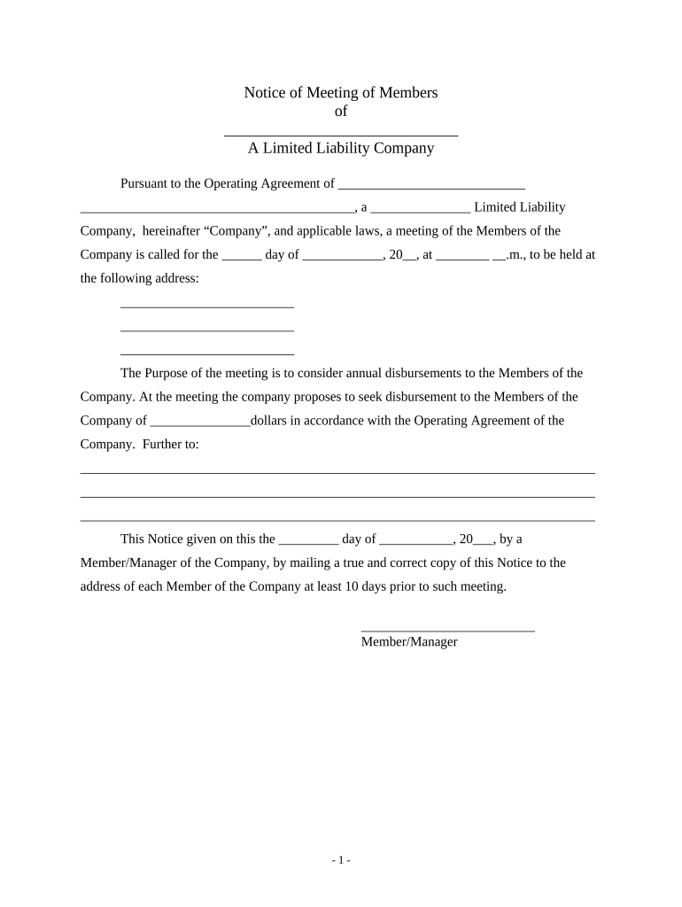 Limited Liability Company  Form