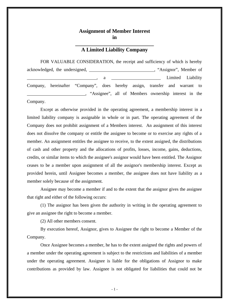 Llc Transfer of Ownership Form