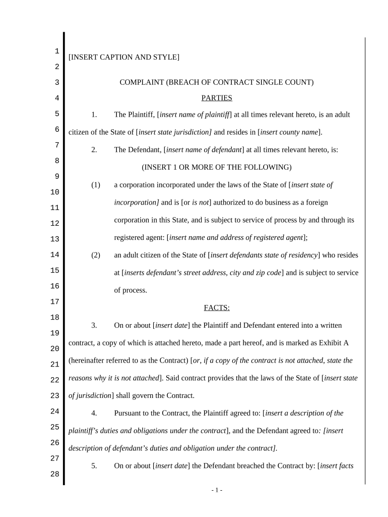 Complaint Contract  Form