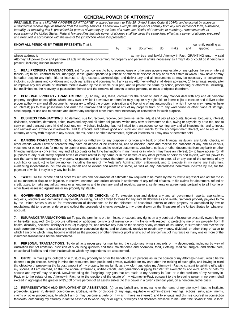 General Power Attorney Form PDF