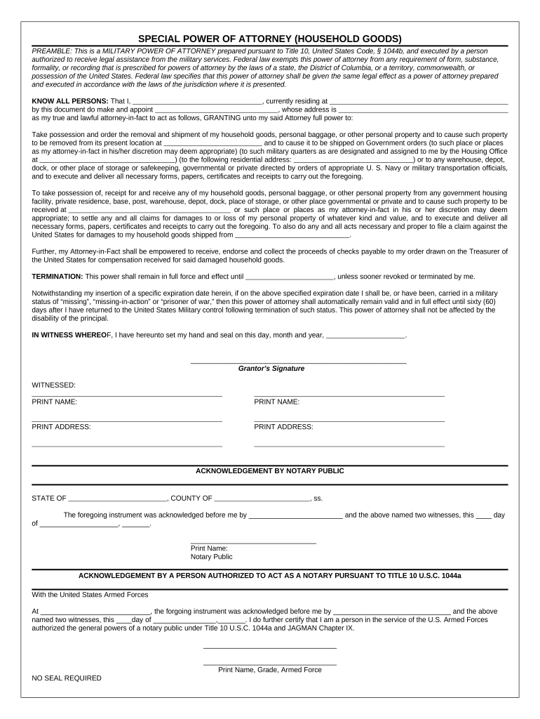 Special Power Attorney  Form