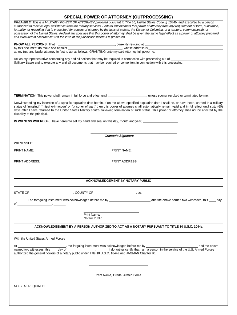 Special Power Attorney Template  Form