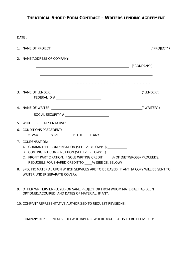 Short Form Agreement Template