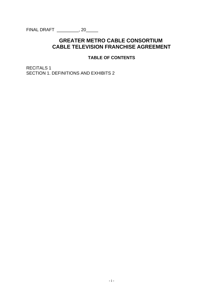 Cable Consortium Cable Television Franchise Agreement  Form