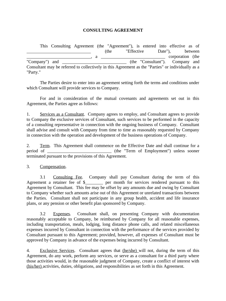 Consulting Agreement PDF  Form