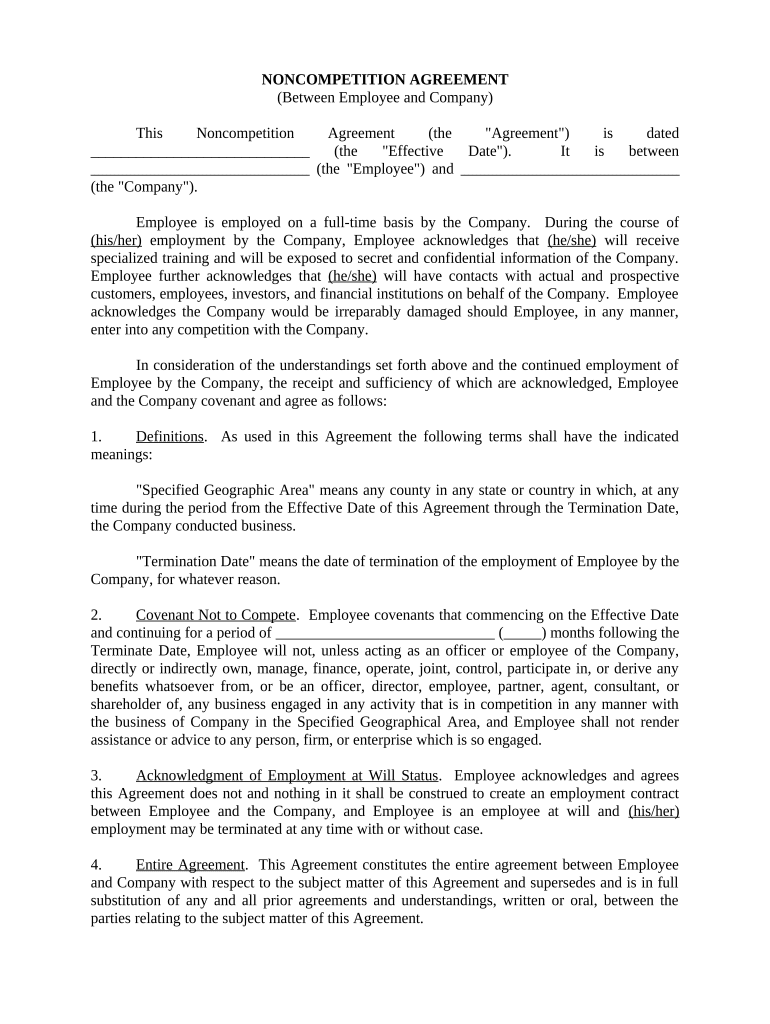 Agreement Employee Company  Form