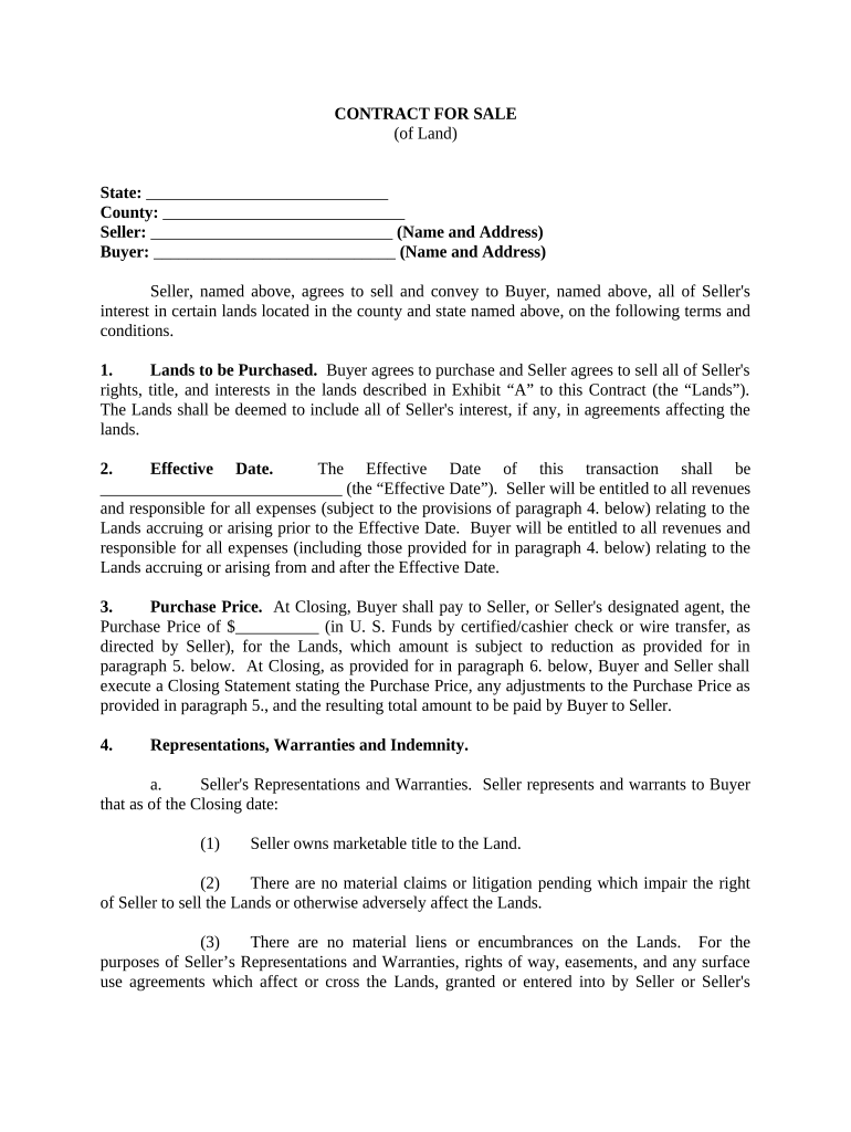 Contract Sale Land  Form