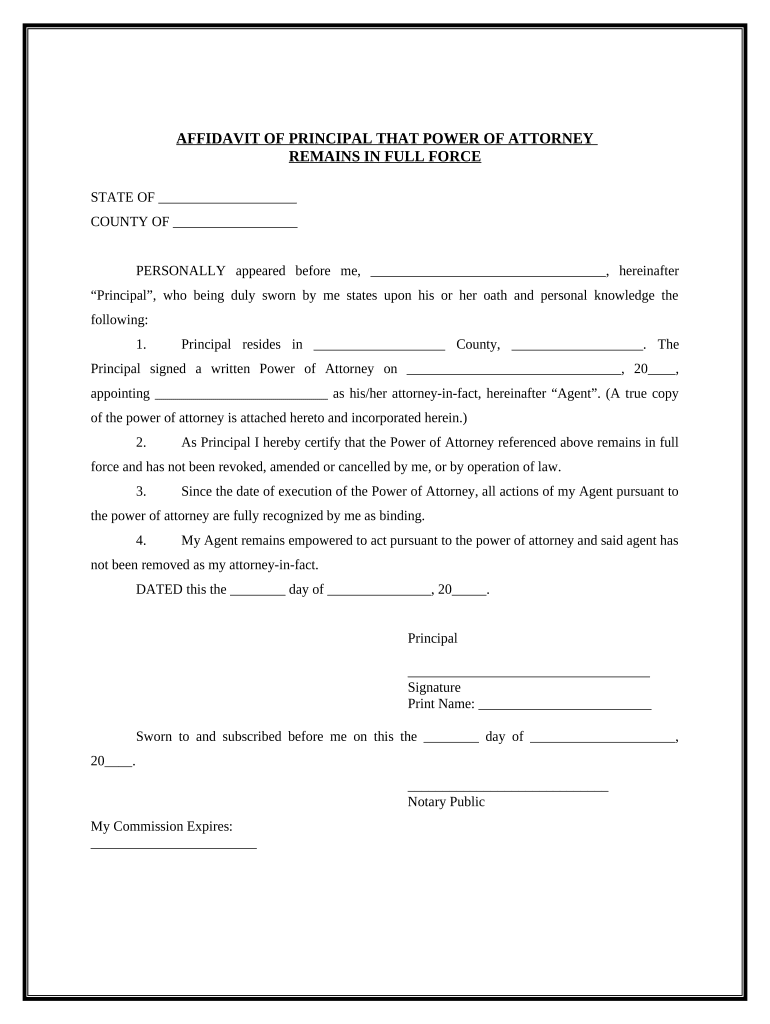 Principal Power Attorney  Form