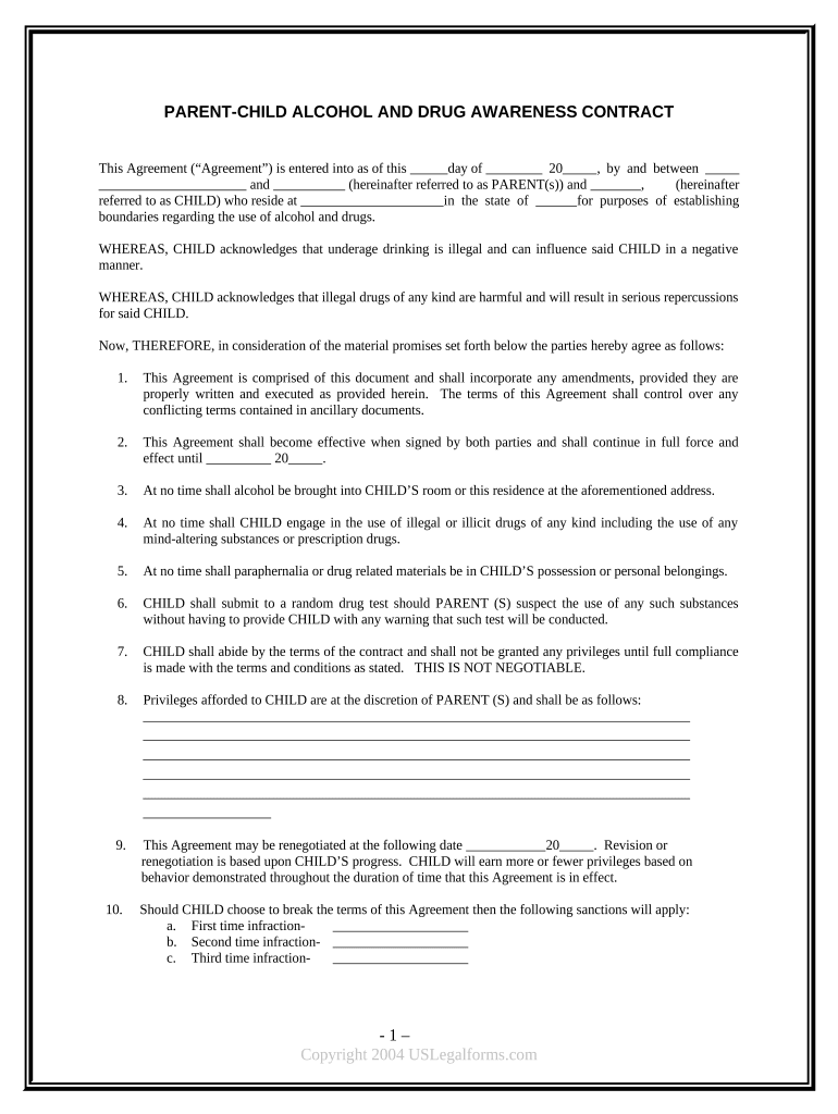 parent-child-contract-for-alcohol-and-drug-awareness-form-fill-out