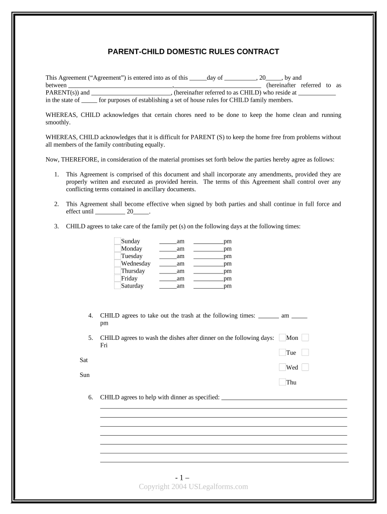 Parent Child Domestic  Form