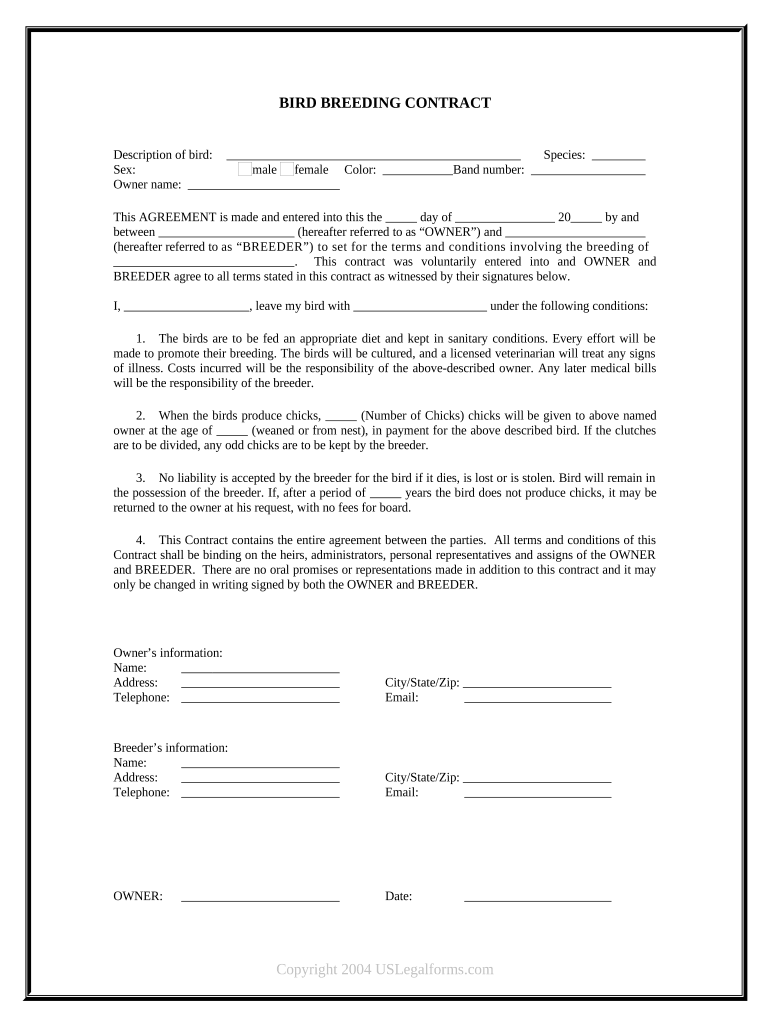 Breeding Contract  Form
