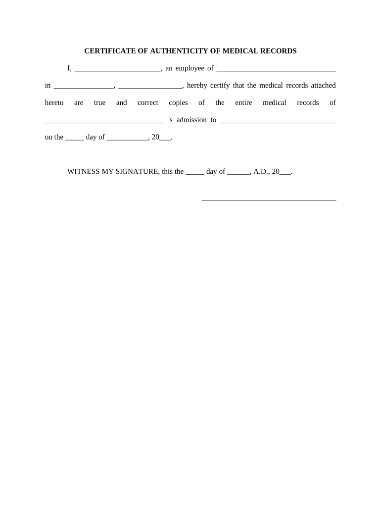 Certificate Medical Form