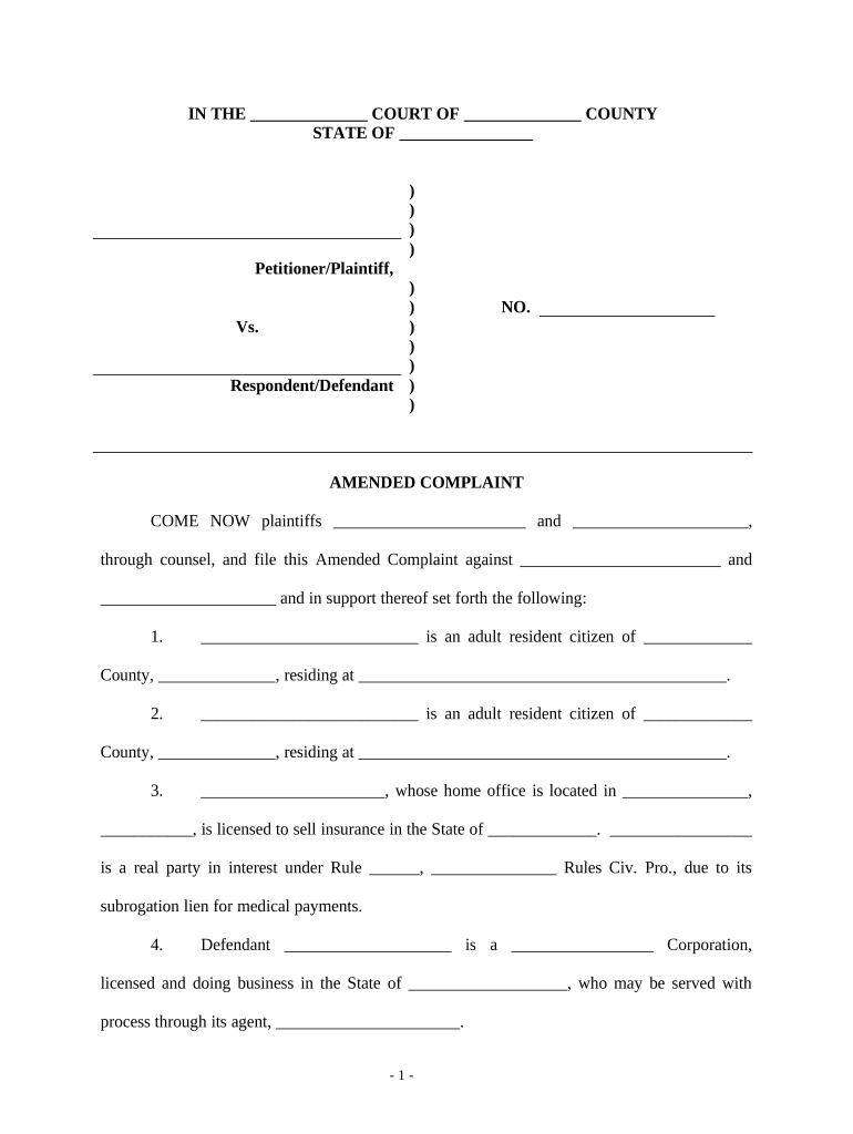 Amended Complaint Form
