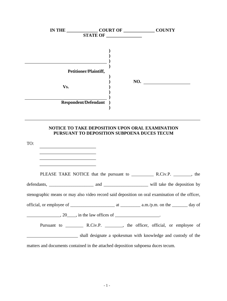 Notice Take Deposition  Form