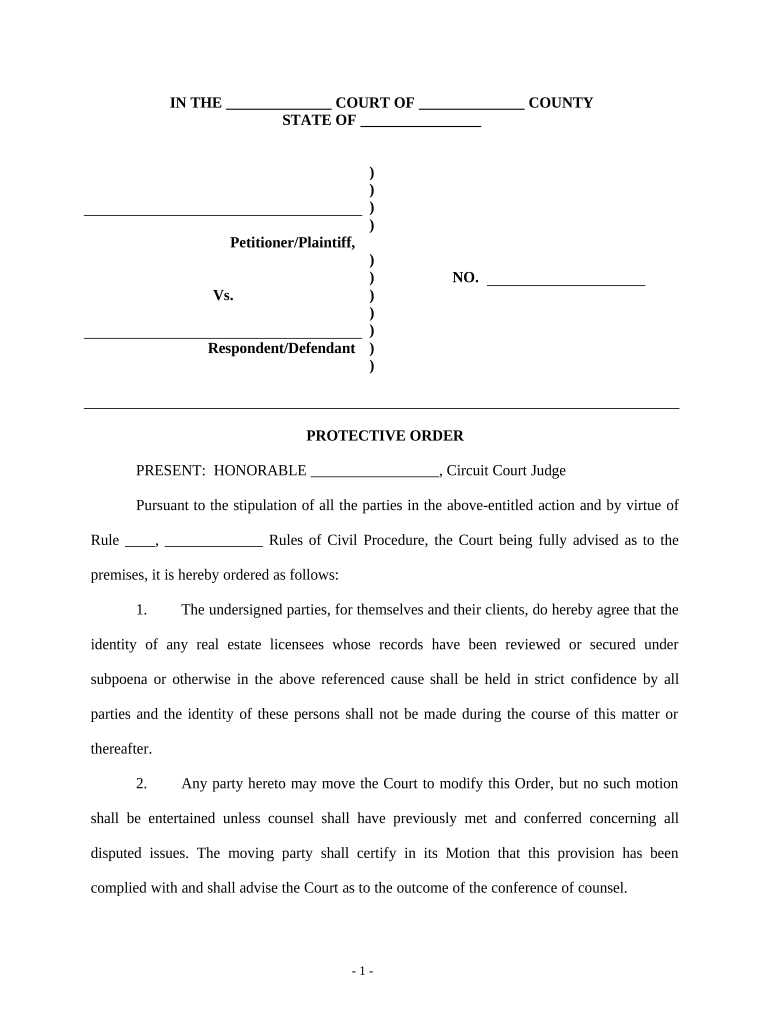 Protective Order  Form