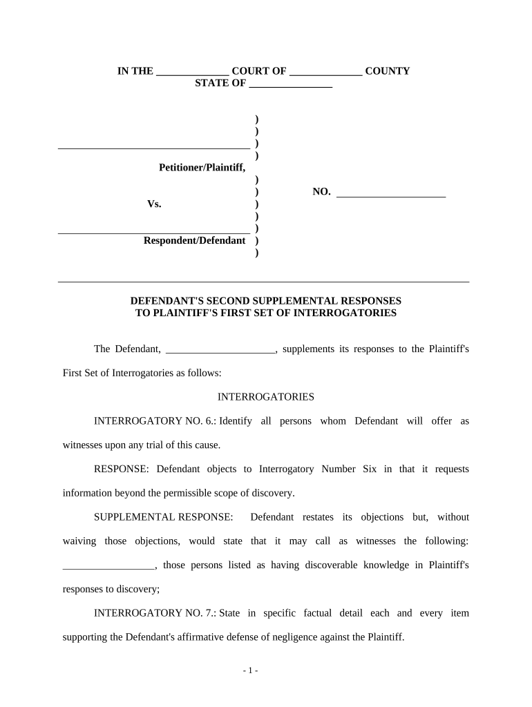 Supplemental Interrogatories  Form