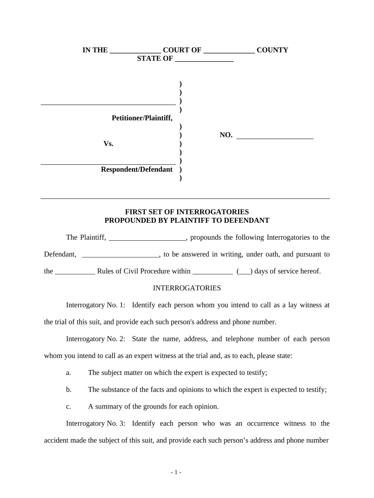 First Plaintiff Defendant  Form