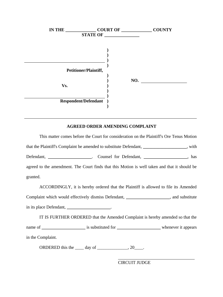 Complaint Personal Injury  Form