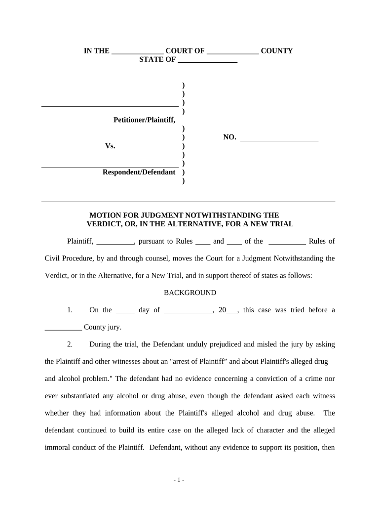 Motion for Judgement  Form