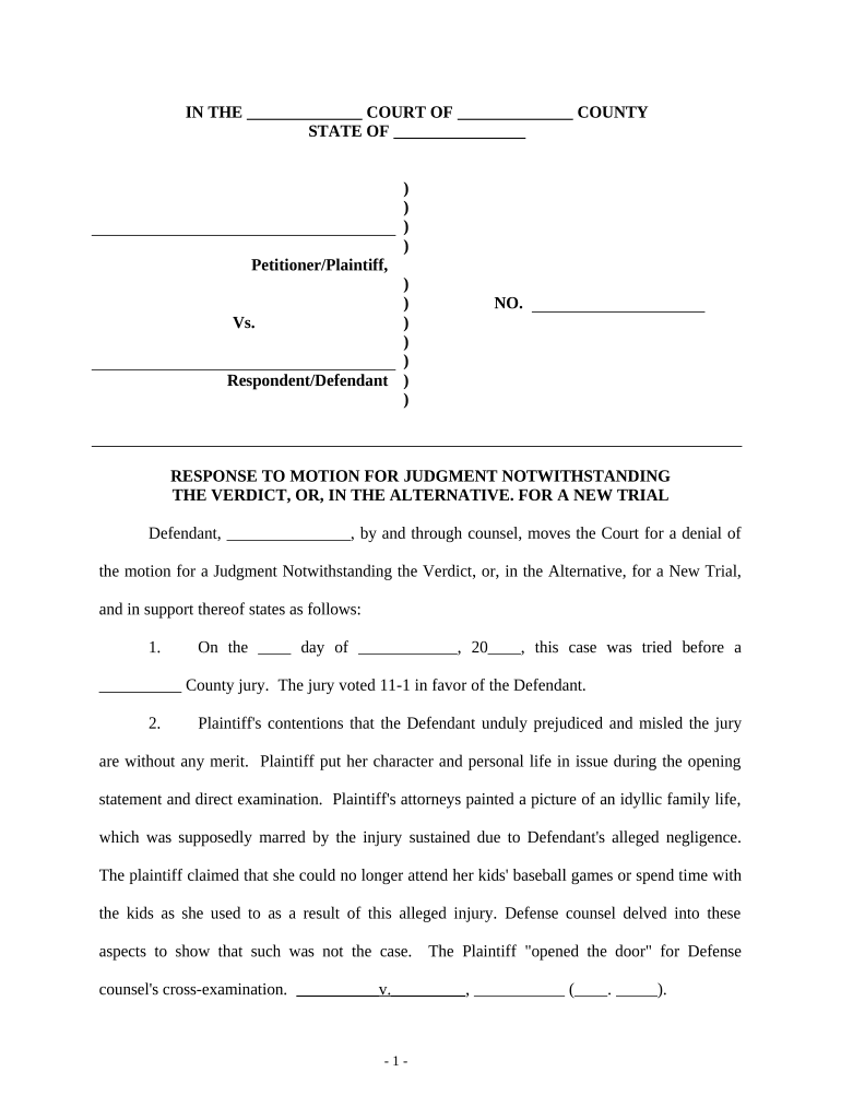 Response Motion for  Form