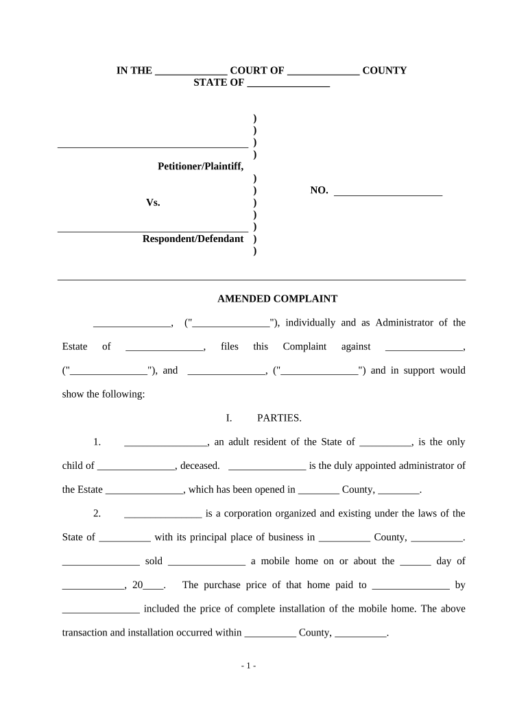 Amended Complaint  Form