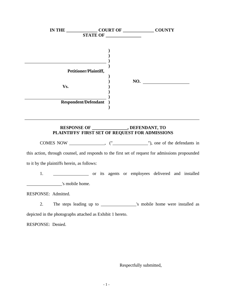 Response Request Admissions  Form