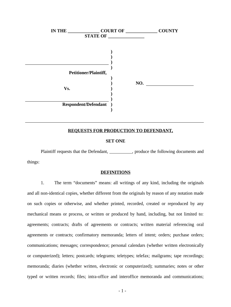 Plaintiff Request Defendant  Form