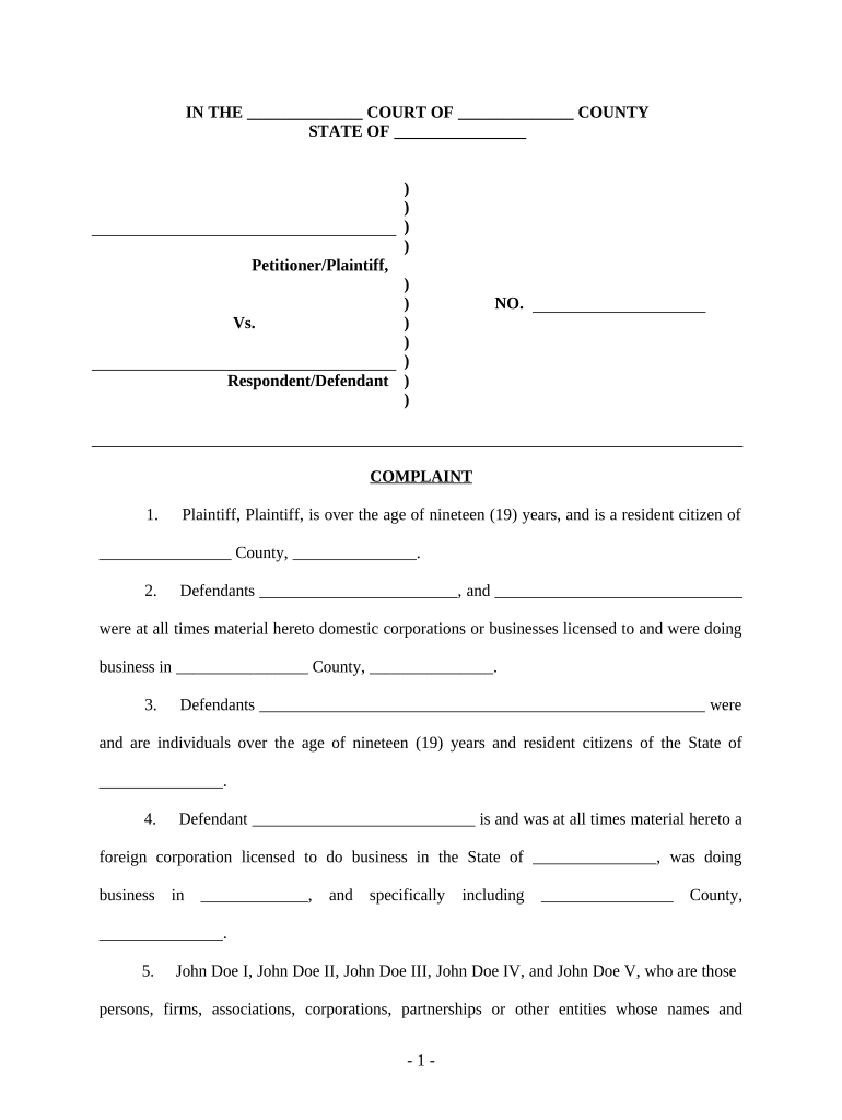 Complaint Regarding Injury from Disposal of Hazardous Containers  Form