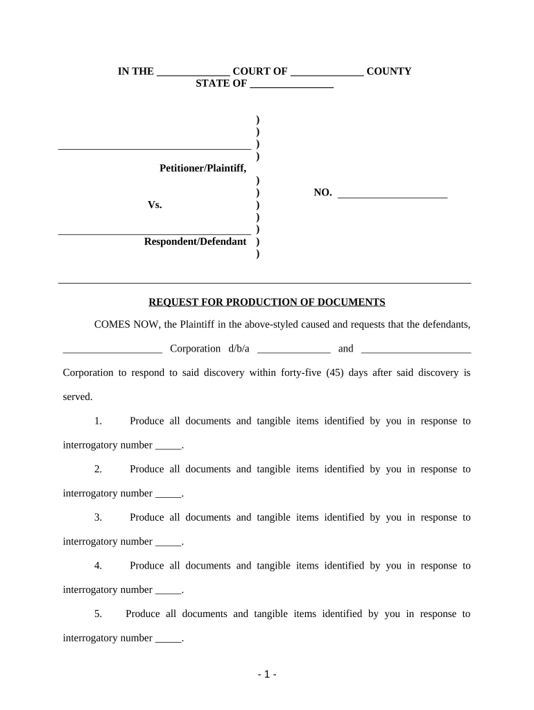 Request Production Documents  Form