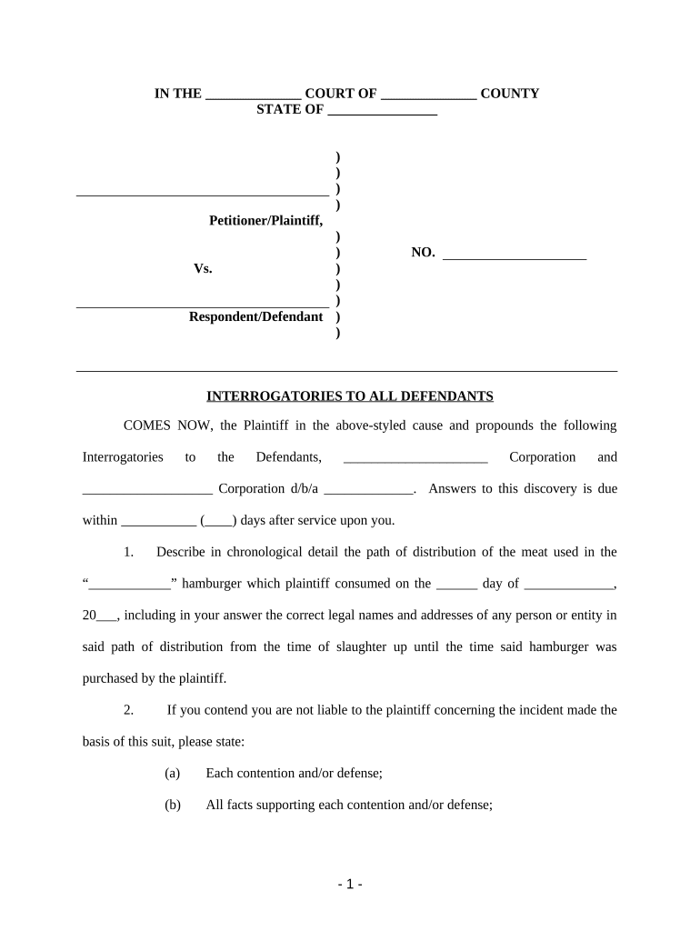 Interrogatories Personal Injury  Form