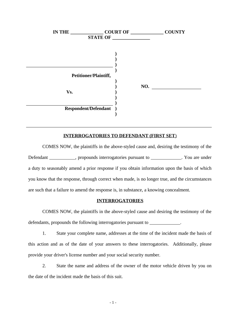 Interrogatories Set  Form