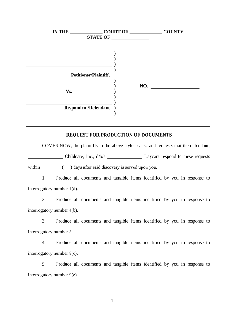 Request Production Documents  Form