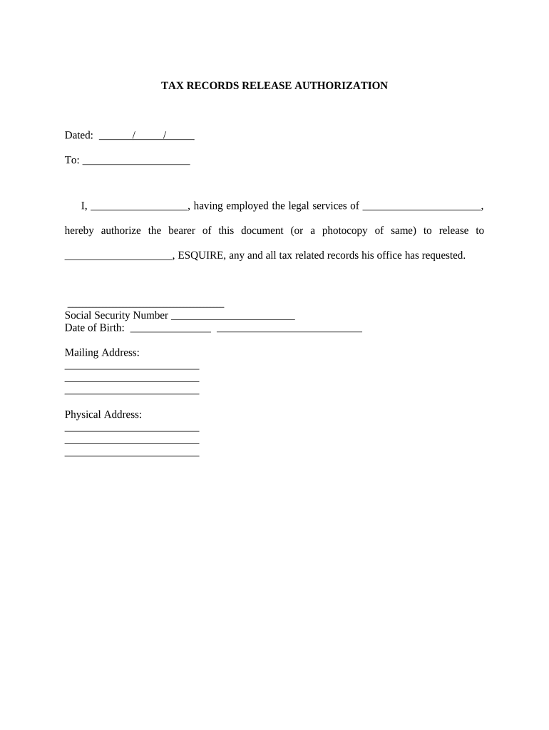 Release Authorization  Form