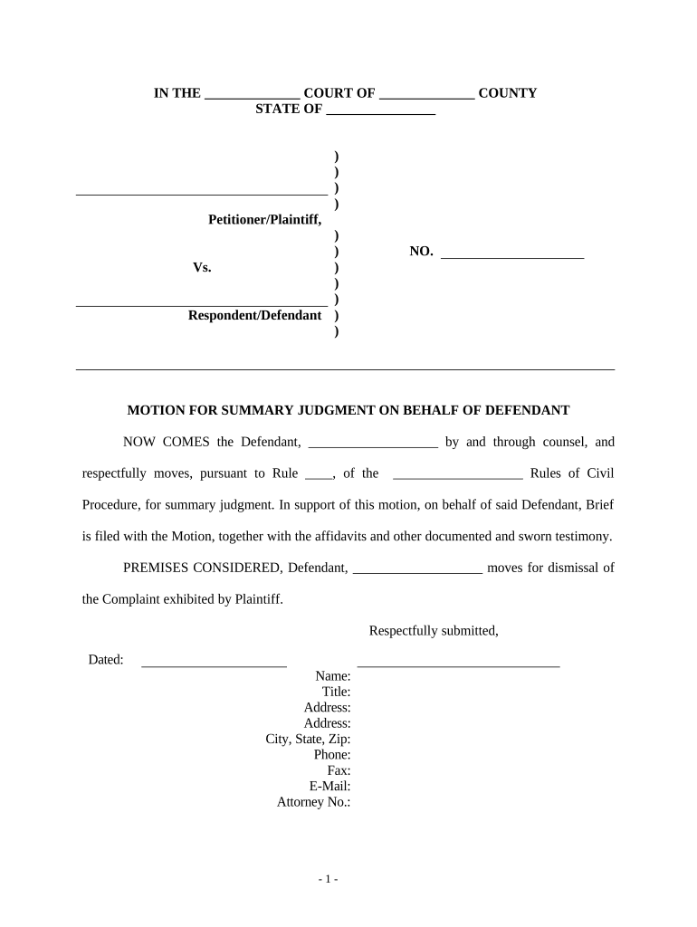 Judgment Defendant  Form