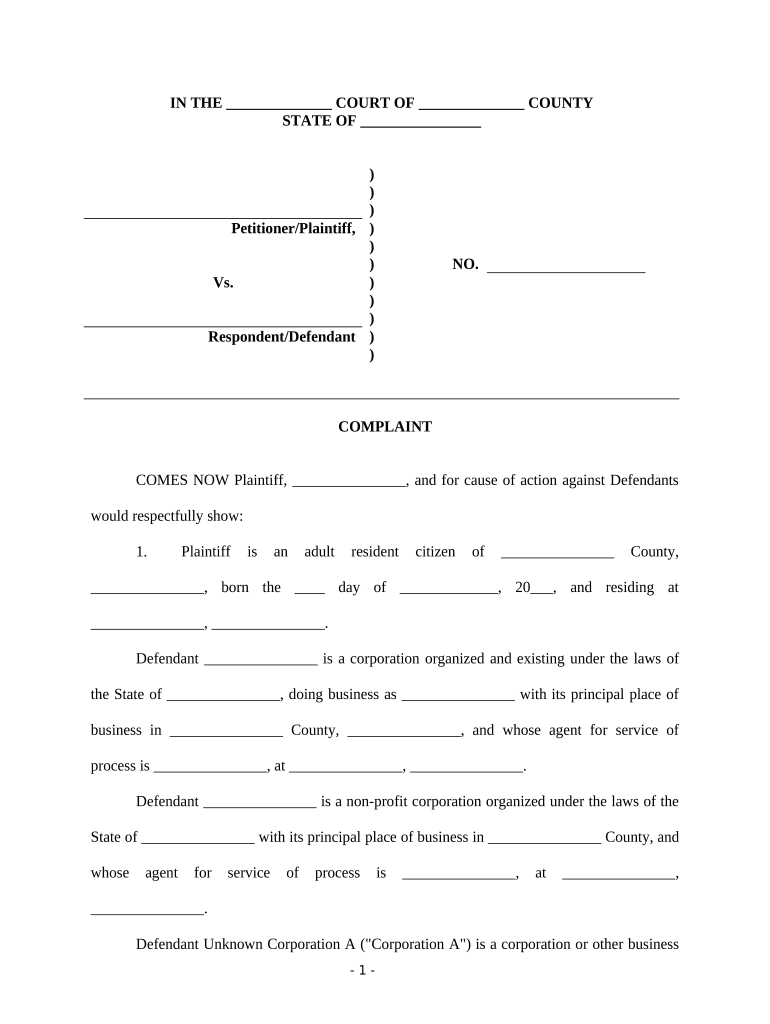 Court Personal Injury  Form