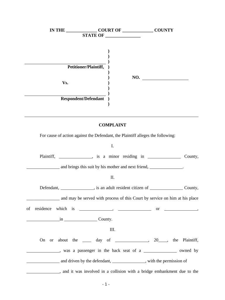 Auto Accident Passenger  Form