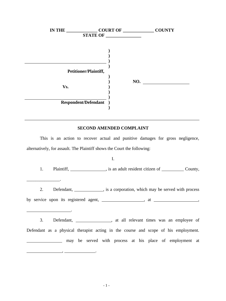 Second Amended Complaint  Form