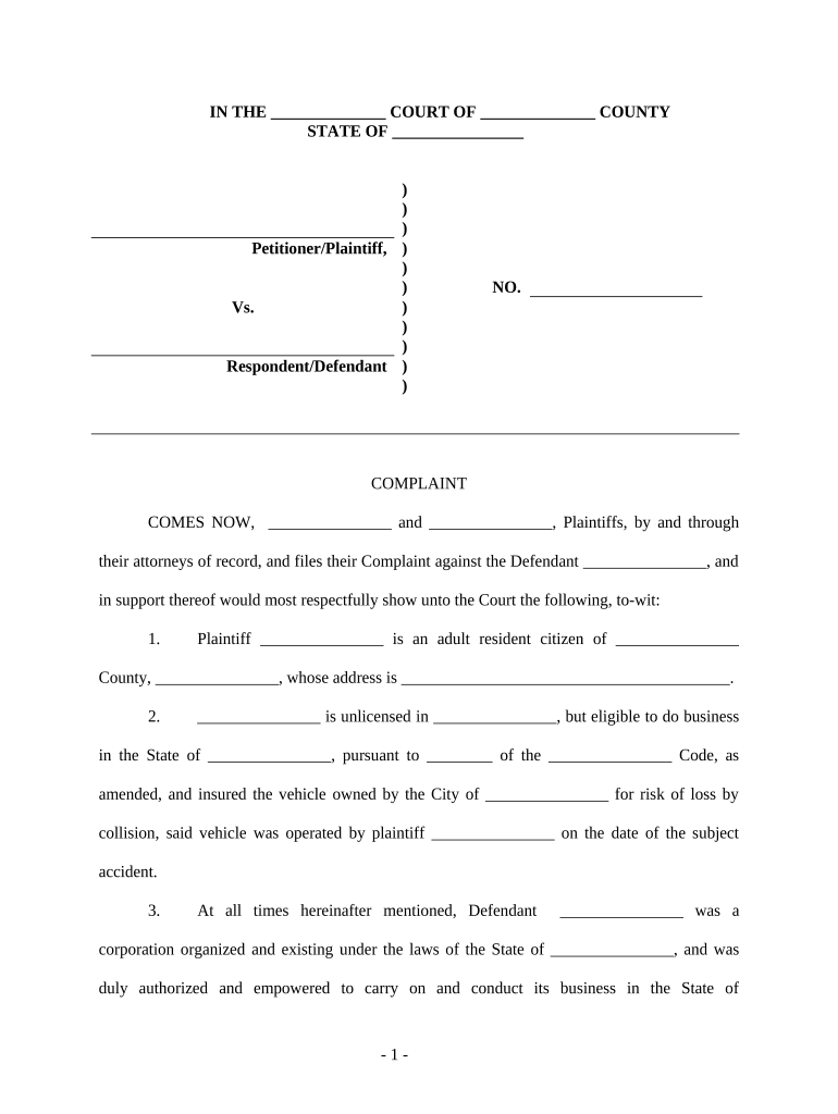 Automobile Collision  Form