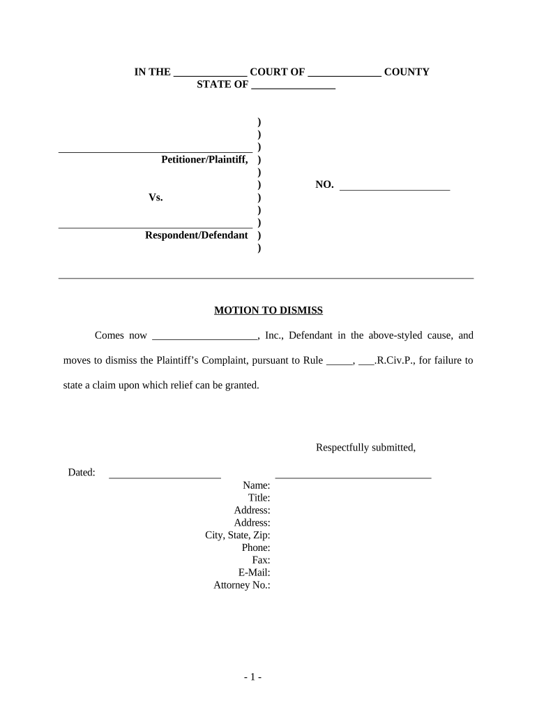 Motion Dismiss  Form