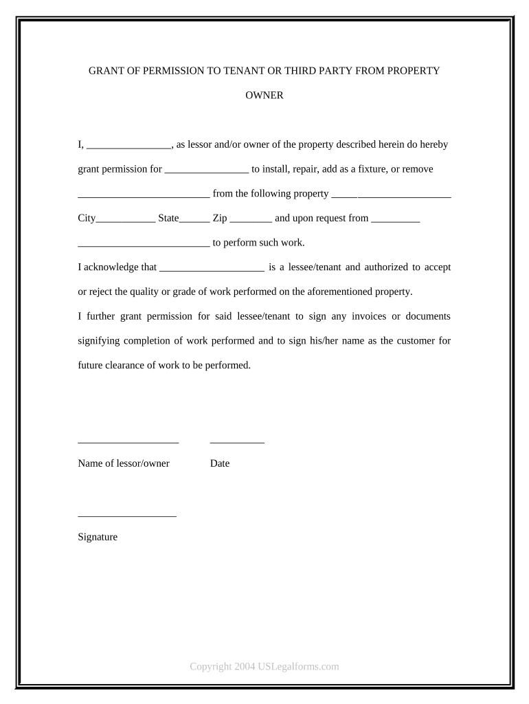 Permission Property Owner  Form
