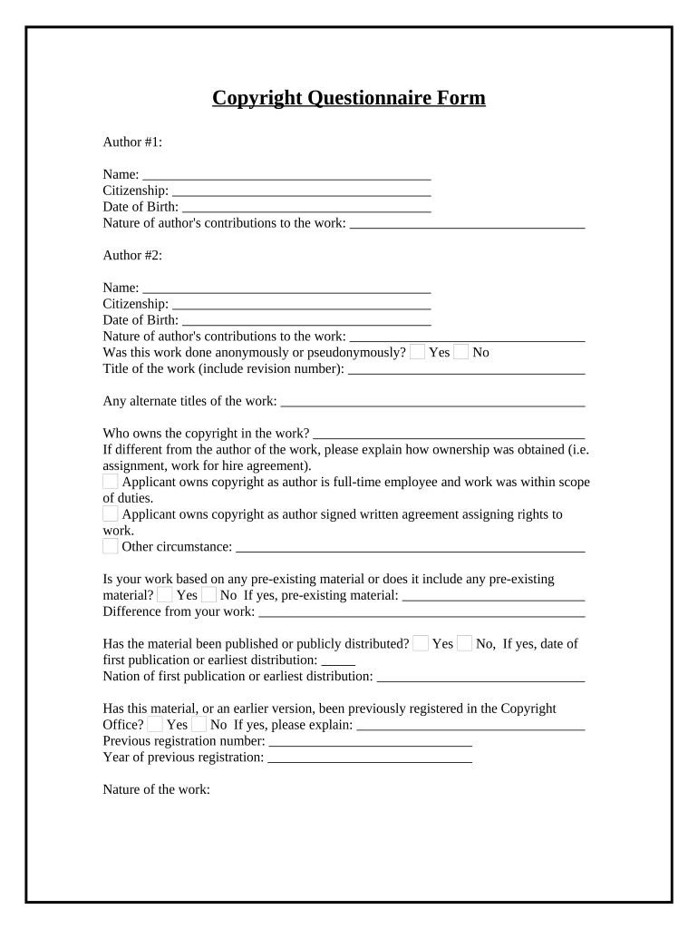 Copyright Questionnaire  Form