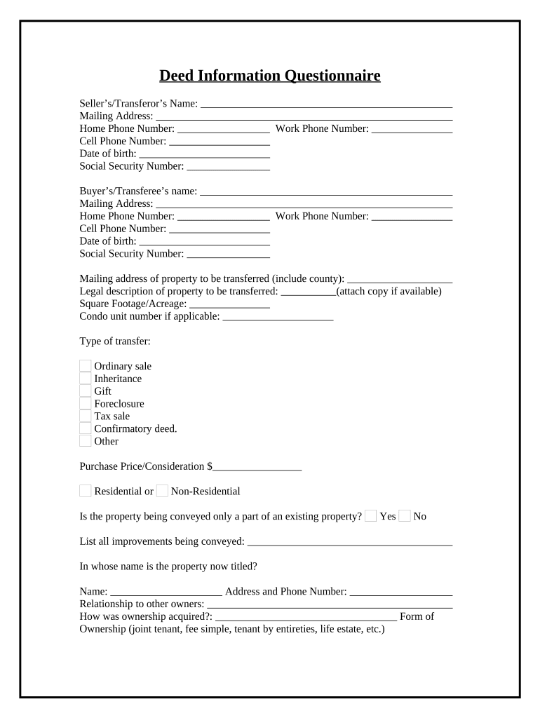 Deed Transfer Document  Form