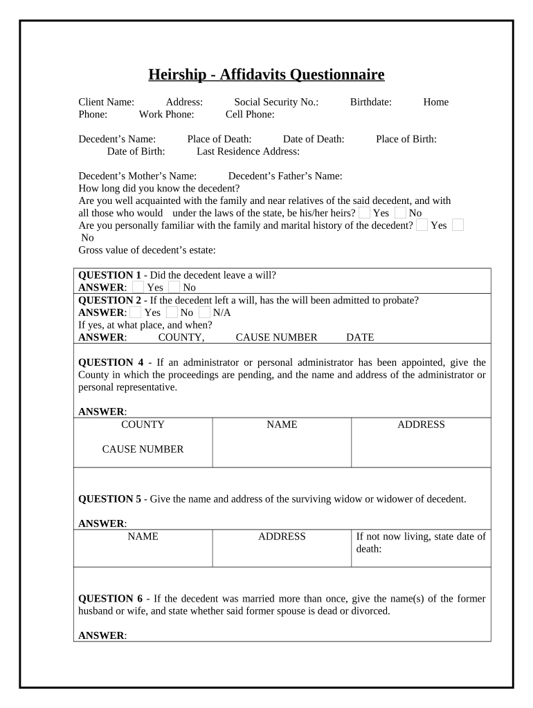 Heirship Application  Form