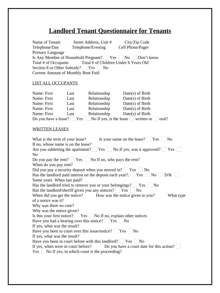 Tenant Tenants  Form