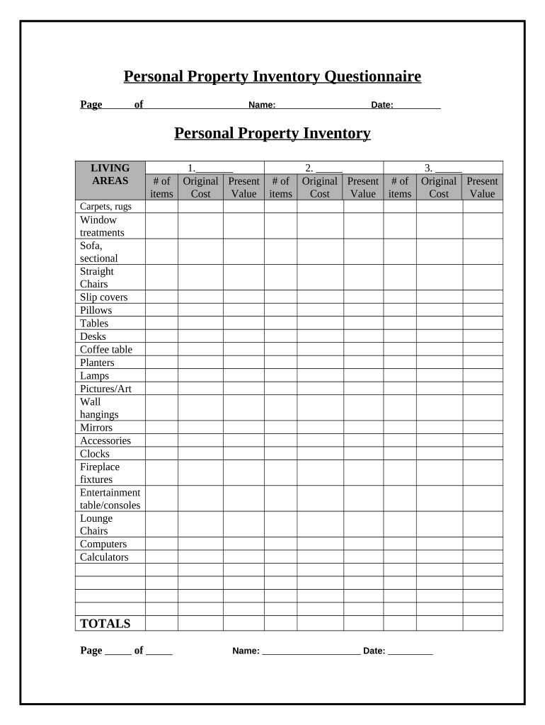 Property Inventory  Form