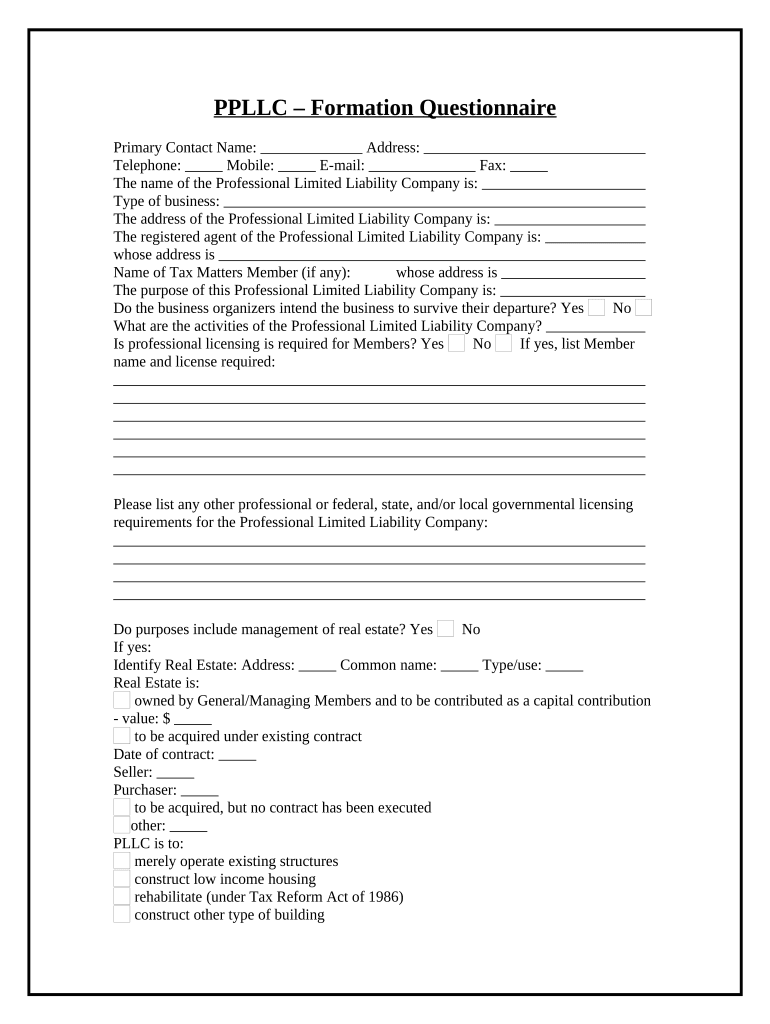 Pllc Online  Form