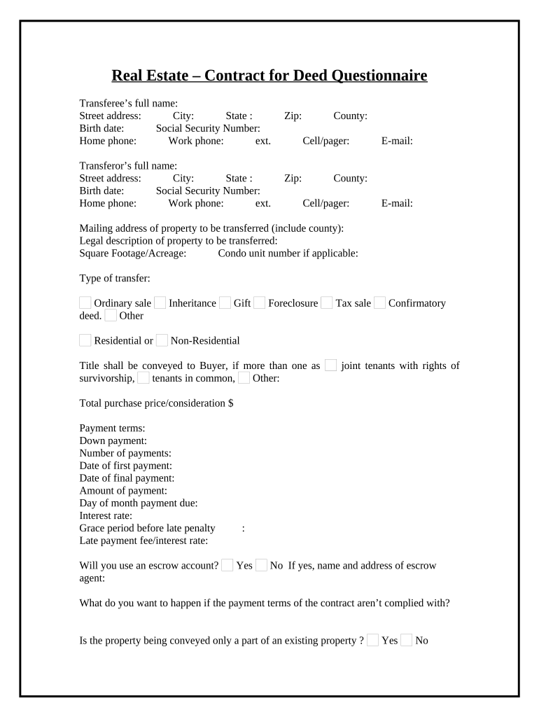 Contract Deed Agreement  Form