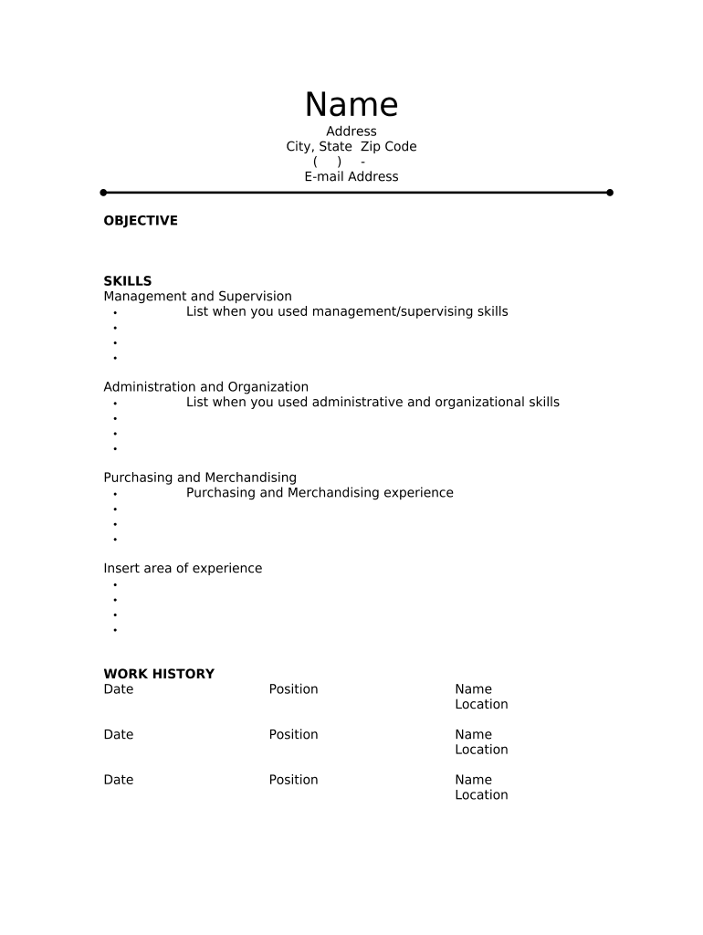 Resume for Retail Sales Associate  Form